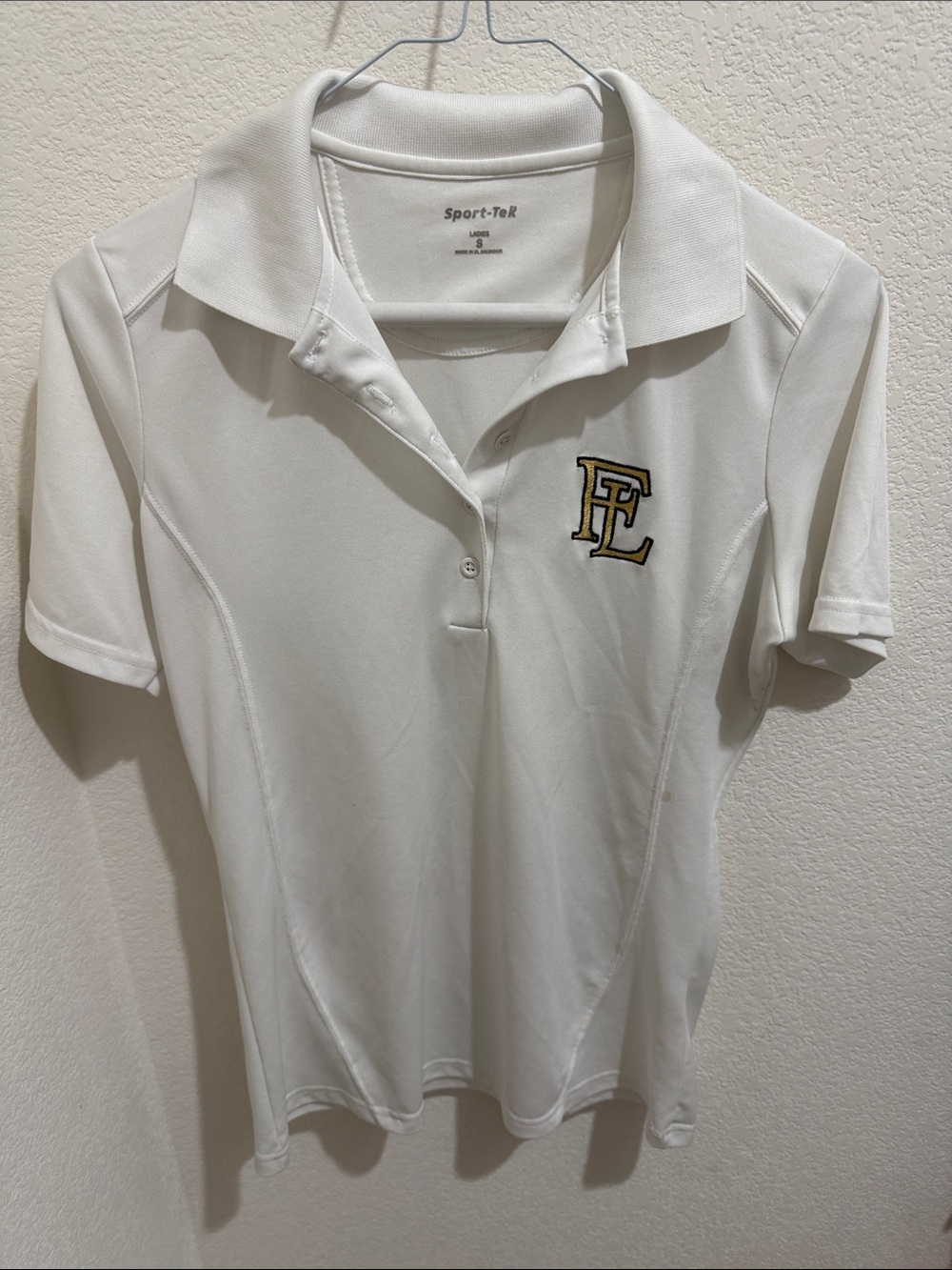 Sport-Tek Women's White Polo with Gold & Black Embroidered EL